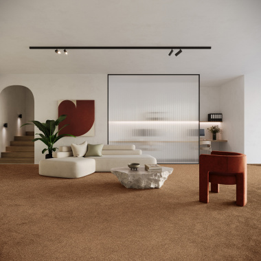 Moquette en polyester recyclé Re-cycle rouille terracotta - salon