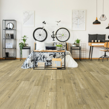 Sol Vinyle Textile Haute Performance - Imitation bois chêne rustique - chambre