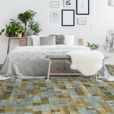 Sol Vinyle Podium - imitation Parquet bleuté - Chambre