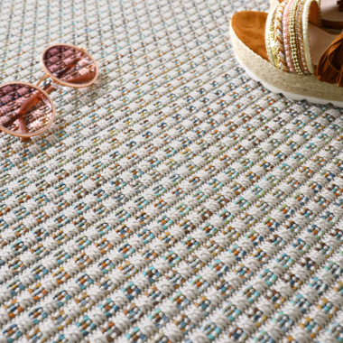 Tapis sur mesure Tissé plat natté Sumatra - Silver Multicolor - gros plan