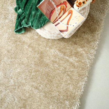 Tapis sur mesure Éclat shaggy beige - vue de haut