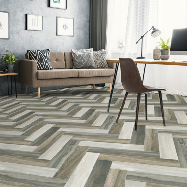 Sol Vinyle Link - Imitation parquet coloré bâton rompu - Surface satinée - Bureau