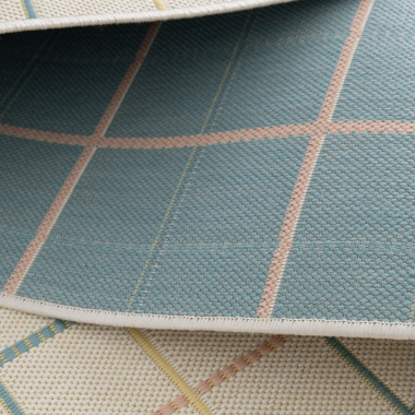 Tapis d'intérieur ou d'extérieur vintage - Félix - Pastel multicolore - gros plan