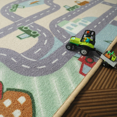 Tapis de jeu enfant circuit de voiture campagne - finition