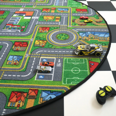 Tapis rond de jeu enfant circuit de voiture ville - chambre enfant