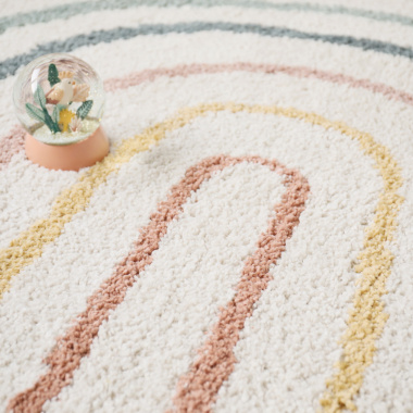 Tapis salon chambre poils longs couleurs pastel - vue de près