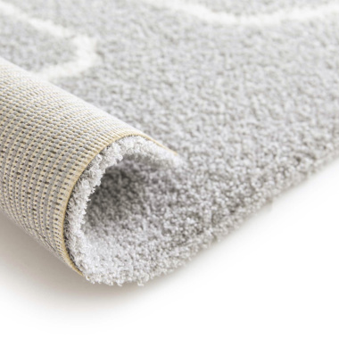 Tapis de salon en velours - Palme - Motif feuille écru et gris clair - Tapis et envers