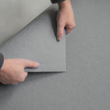 Moquette d'exposition Orotex Revexpo Gris clair, détail de l'envers