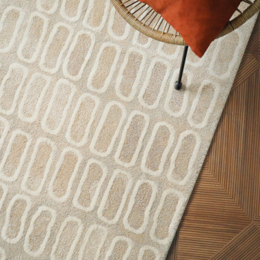 Tapis de salon ou chambre Identité beige nude - vue du dessus
