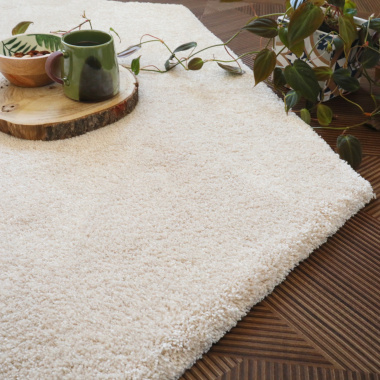 Tapis de salon design hexagonal Touch - Beige clair - vue de près