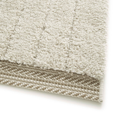 Tapis en relief géométrique - Andréa - Écru et beige naturel - tranche