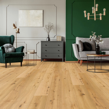 Lame Parquet contrecollé vernis mat Click à plat - Chêne Naturel - Sans perspective