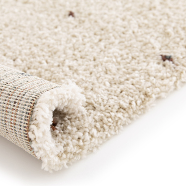 Tapis doux à poils longs - Sofia - Écru et pois colorés - envers