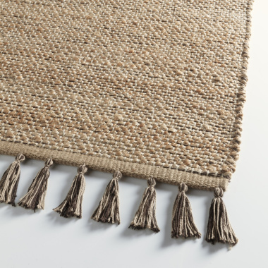 Tapis naturel en jute et coton - Néo-ethnique marron - tranche