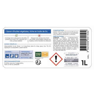 Savon noir à l'huile de lin Stawax - étiquette