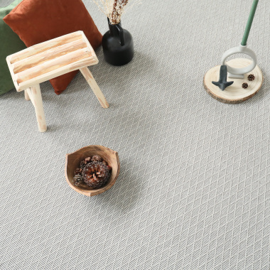 Tapis sur mesure tissé plat - Timika blanc craie - vue de loin