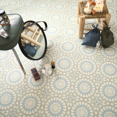 Sol Vinyle Style - Carreaux de ciment motif mosaïque - Vue de loin