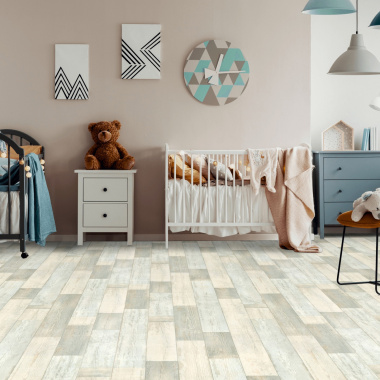 Sol Vinyle First - imitation Parquet vintage blanchi - Chambre d'enfant