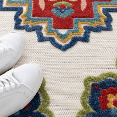 Tapis de salon ou d'extérieur ethnique - Rosace - Multicolore - sans perspective