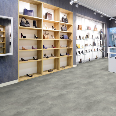 Sol Vinyle Textile Black Edition - Aspect béton griffé - Gris clair - Magasin