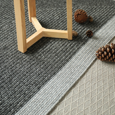 Tapis imitation fibres naturelles intérieur et extérieur Provence anthracite - extérieur