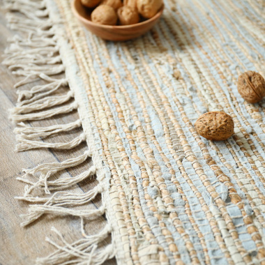 Tapis en matière recyclée - Japandi - Couleurs nudes - Macro tranche