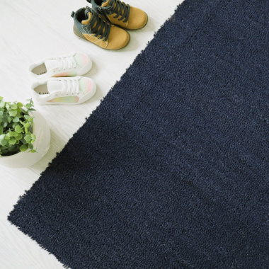 Tapis sur mesure Paillasson Brosse Coco 23mm - Bleu - vue du dessus