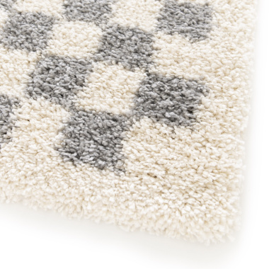 Tapis damier à poils longs - Colorama - Gris coloré - coin