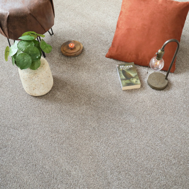 Tapis moquette poils longs grège clair - vue de loin