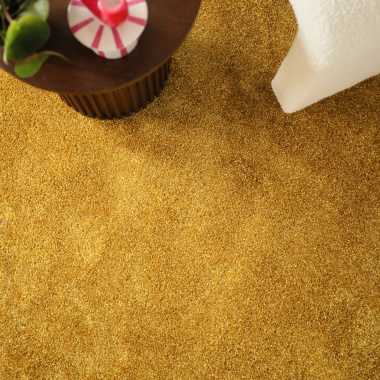 Tapis sur mesure Velours Feelings Balsan couleur jaune carat - vue du dessus