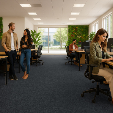 Moquette professionnelle - Trafic 33 Contract - Noir - Bureau open space moderne