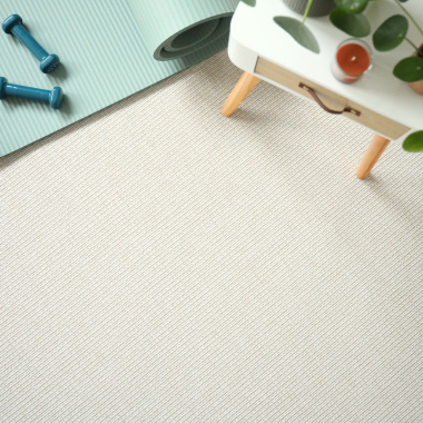 Tapis sur mesure Tissé plat aspect coton - Yoga - Blanc fleur de coton - vue du dessus