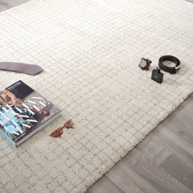 Tapis Nomadic Crème - Quadrillage - Vue de loin