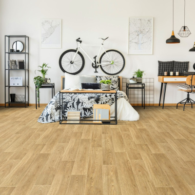 Sol Vinyle Textile Rénove - Imitation parquet Chêne Maritime - Chambre