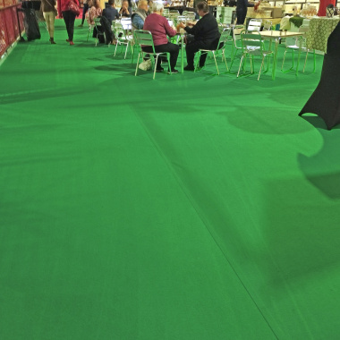 Revêtement de sol Stand Event filmé vert, idéal pour halls, couloirs et espaces d’accueil