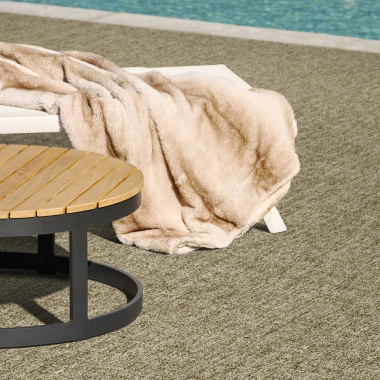 Moquette Tissé plat aspect coton - Yoga - Beige naturel - extérieur avec piscine