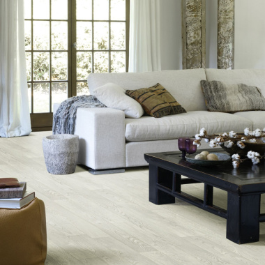 Sol Vinyle Textile Black Edition - Aspect parquet chêne blanc - salon
