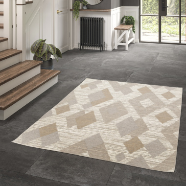 Tapis tissé en polyester recyclé et jute - Jaï - Marron - entrée