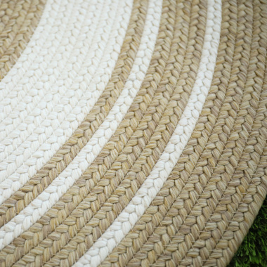 Tapis rond imitation fibres naturelles intérieur et extérieur Provence aspect jute - vue de près