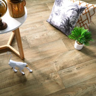 Sol PVC Best - Imitation parquet Mélèze Brun Clair - Vue de haut