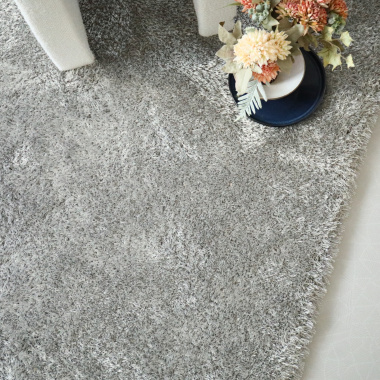 Tapis sur mesure Éclat shaggy gris clair - vue du dessus