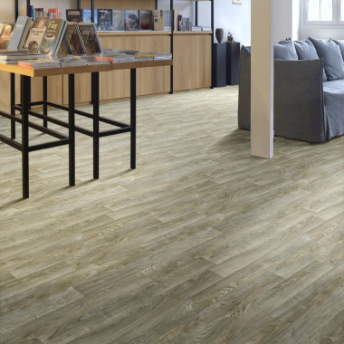 Sol Vinyle Textile Black Edition - Aspect parquet chêne foncé - salon ouvert