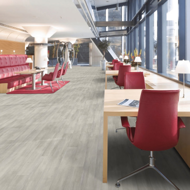 Sol Vinyle Textile Grande largeur - Parquet trait de scie - Chêne gris blanchi - commerce