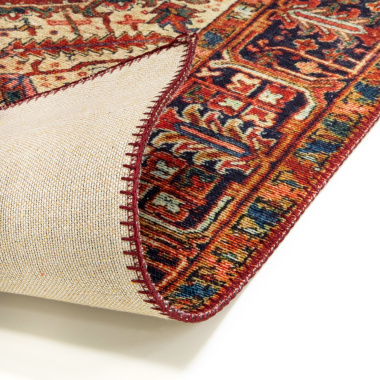 Tapis doux à motif oriental - Mina - Rouge - envers