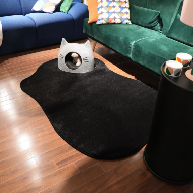 Tapis contemporain de forme organique Hypnose noir velours - salon