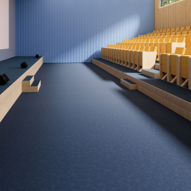 Moquette professionnelle - Trafic 33 Contract - Bleu denim - Salle de cinéma