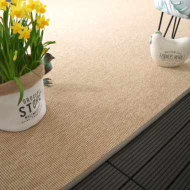 Tapis intérieur / extérieur Mahé naturel galon marron - salon