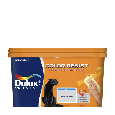 Dulux Valentine Color Resist - Murs&Boiseries - Mat Gris Tendre - étiquette
