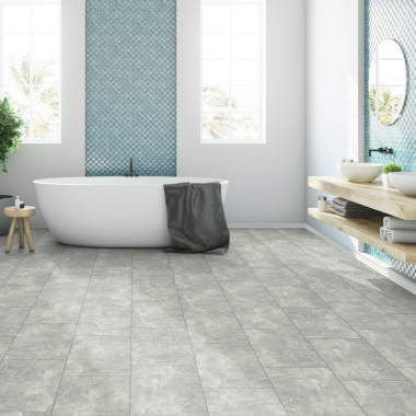 Dalle de sol stratifié compatible cuisine salle de bain - Pierre Gris Etoile - Salle de bain