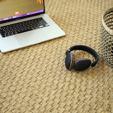 Tapis jonc de mer Paro fin natté 4x4 ganse coton noire - matière